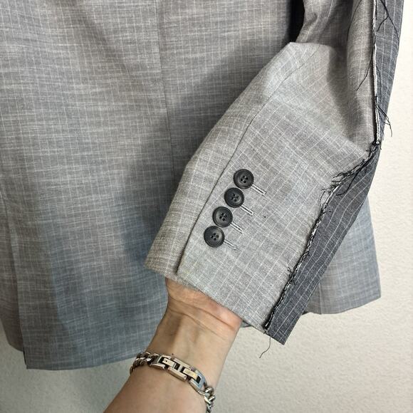 Topshop Deconstructed Pin Stripe Two Toned Gray Suit Blazer (2) Pant (4) - Picture 9 of 16